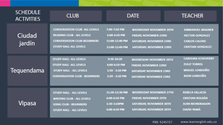 Horario In English Word